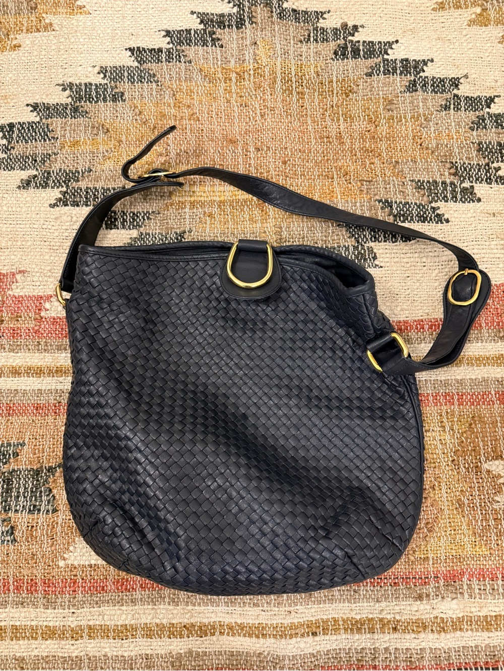 Vintage Ganson Woven Leather Bucket Bag / Shoulder Bag 🖤✨
